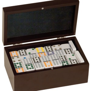 Engraved Rosewood Finish Domino Set