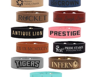 Engraved 8 1/2" x 3/4" Leatherette Cuff Bracelet