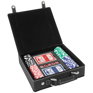 刻印可能なレザーレット 100 チップ ポーカー セット