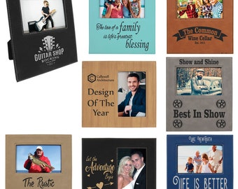 Engraved Leatherette Photo Frames (multiple colors available)