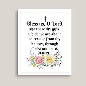 Prayer Before Meals art print,  Bless Us O Lord printable