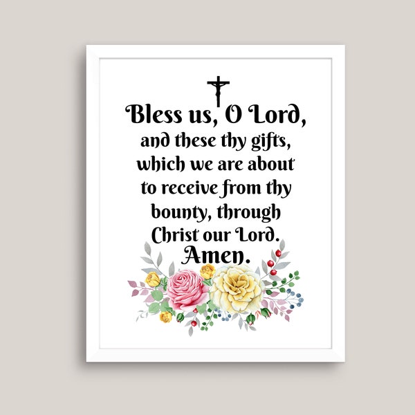 Prayer Before Meals art print,  Bless Us O Lord printable