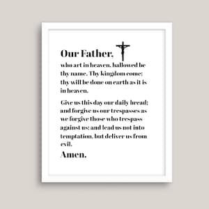 Lord&#39;s Prayer Print, Our Father Prayer Printable, Bible Wall Art