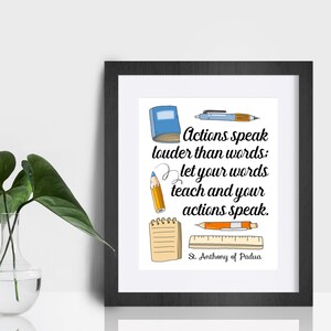 St Anthony of Padua Quote Print, Actions Speak Louder Than Words