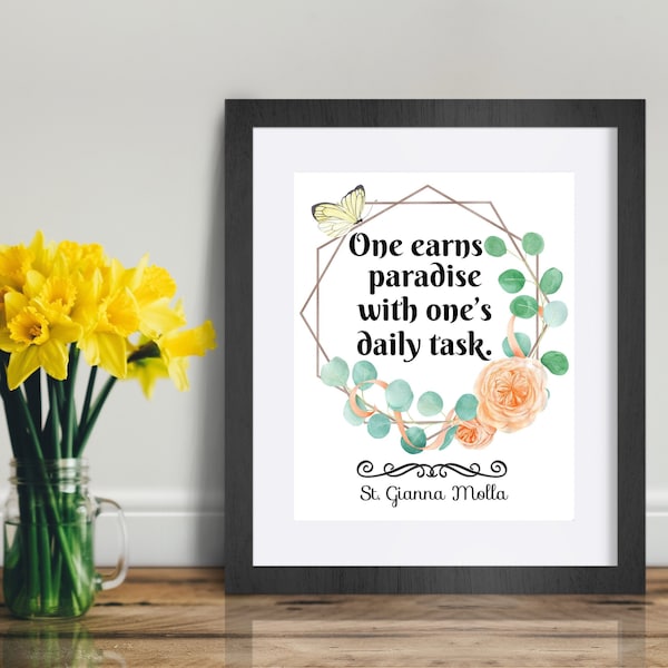 St. Gianna Molla Quote Print, Catholic Art Print