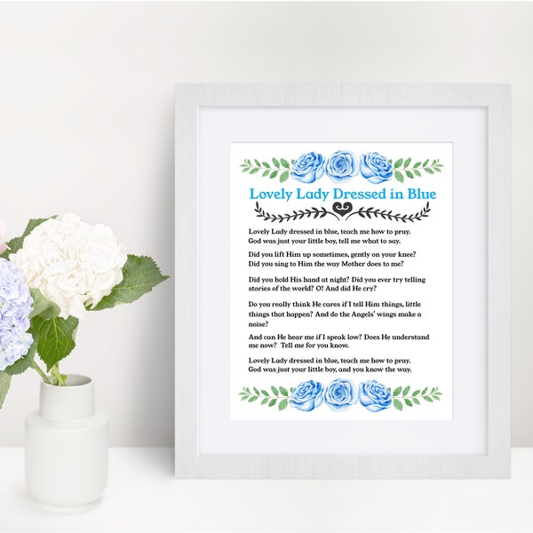 Lovely Lady Dressed In Blue, Children's poem, Blessed Mother Print