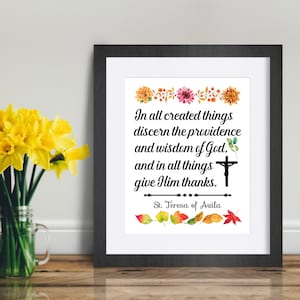 Impression de citation de sainte Thérèse d&#39;Avila : décoration d&#39;intérieur pour Thanksgiving (téléchargement numérique)
