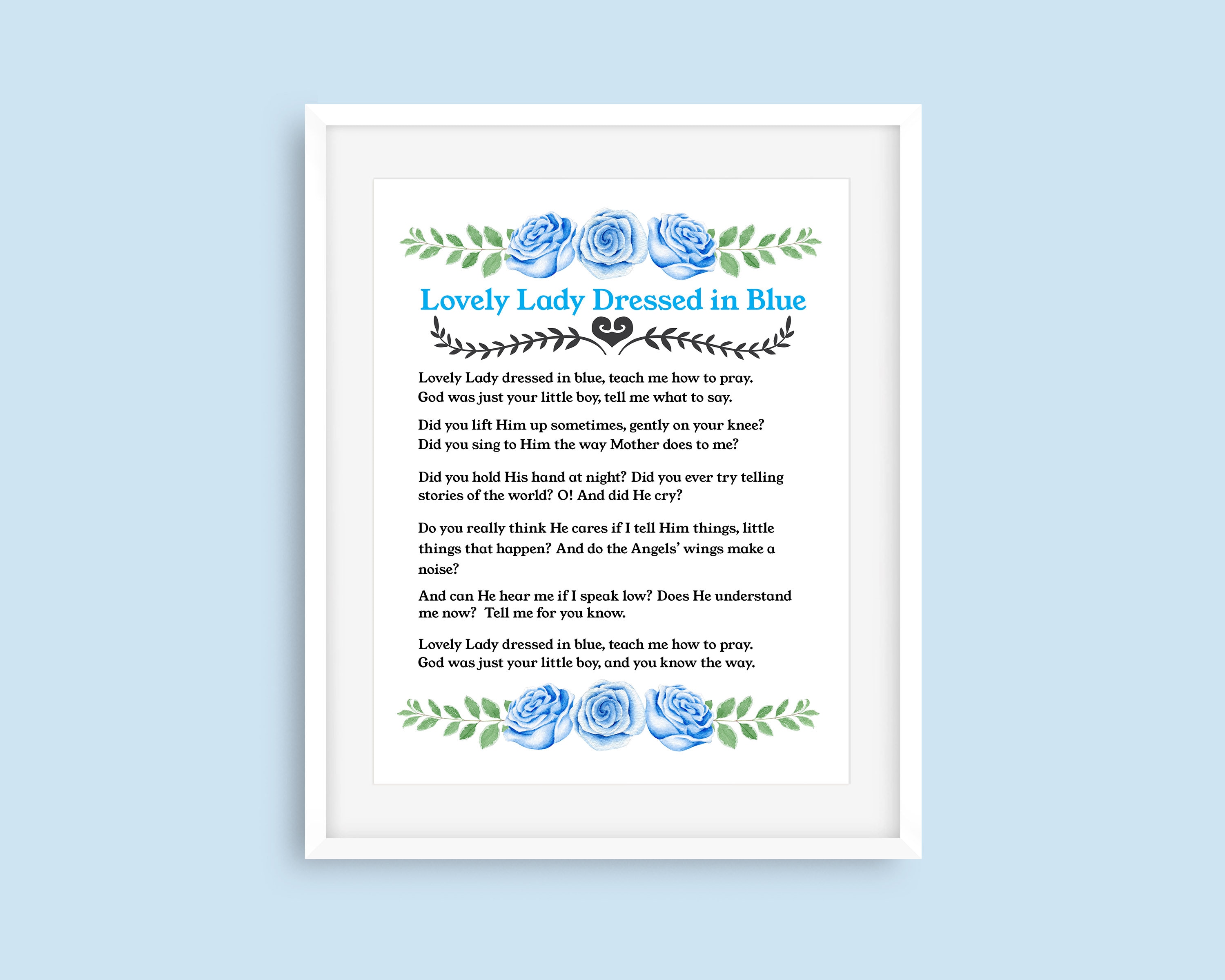 Blessed Mother Poem Print: Catholic Children's Art (digital Download) - Etsy
