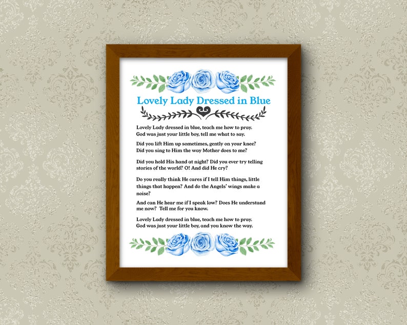 Lovely Lady Dressed in Blue, Children's Poem, Blessed Mother Print - Etsy