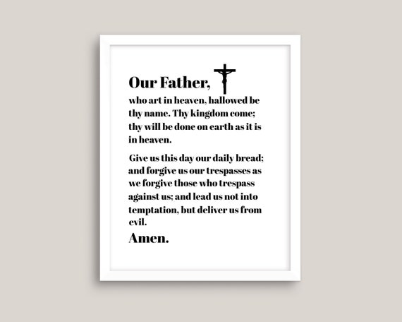 Lord's Prayer Print, Our Father Prayer Printable, Bible Wall Art