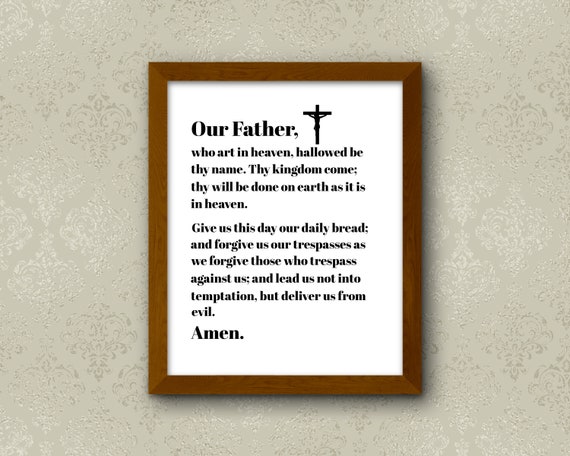 Lord's Prayer Print, Our Father Prayer Printable, Bible Wall Art