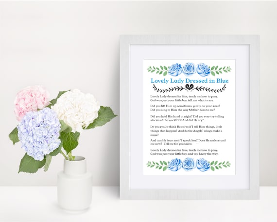 Lovely Lady Dressed in Blue Children's Poem Blessed - Etsy