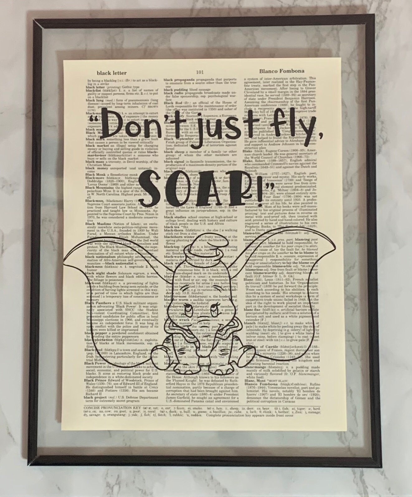 dumbo disney book page art dictionary print