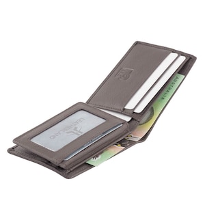 Men's Genuine Soft Leather RFID Small Slim 8 cards Wallet Brown