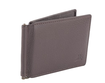 RFID Genuine Cowhide Leather Men Money Clip Wallet