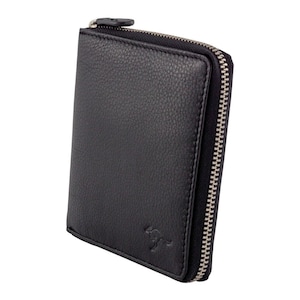 RFID Men’s Genuine Full Grain Soft Cowhide Leather Zip Around Wallet