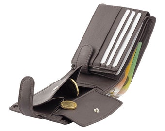 Men’s Genuine Cowhide Soft Leather RFID 14 Cards Wallet Coin Pocket-Brown