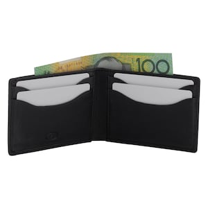 Men's Genuine Soft Leather RFID Small Slim Wallet Black