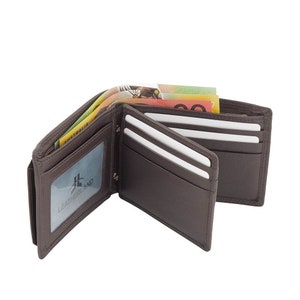 Men's Leather Wallet RFID Blocking Bifold Genuine Soft Leather- Brown
