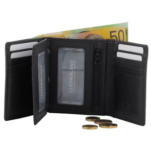 Men's Genuine Premium Soft Leather RFID 14 Cards Tri-Fold Wallet