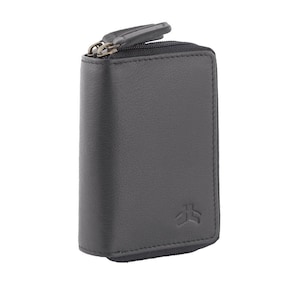 Unisex -Genuine Full Grain Leather Double Zipped Key Holder