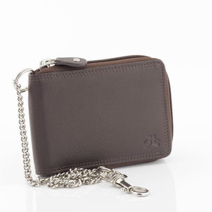 Men's RFID Blocking Biker’s 2 in 1 Wallet with Chain-Brown