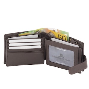 Men’s Genuine Cowhide Premium Soft Leather RFID 26 Cards Wallet Coin Pocket-Brown