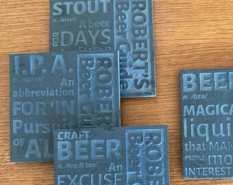 Set of 4 Craft Beer Coasters: Beer, Craft Beer, Stout and IPA | Craft Beer Lover Gift, Gift for Beer Lovers, Craft Beer Coaster,Gift for Him