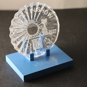 Etched Glass Trophy | Cat Show Trophy | Premium Crystal Trophy | Engraved Glass Award | Aluminium Glass Trophy
