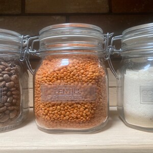 Engraved Kitchen Canisters, Custom Pantry Labels, Engraved Glass Kitchen Jars, Kitchen Storage, Draw Organiser