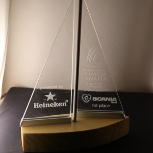 Premium Sailing Trophy | Sailing Award | Engraved Glass Trophy | Yacht Award