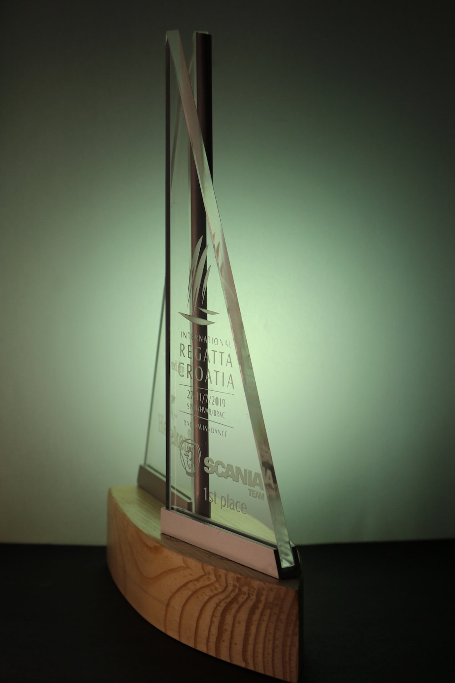 Premium Sailing Trophy Sailing Award Engraved Glass Trophy Yacht Award