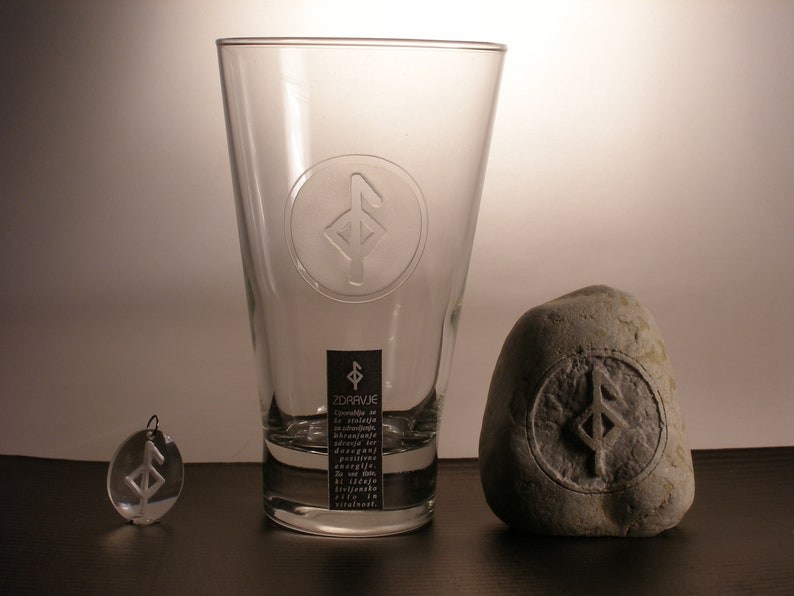 Health Rune Rune Necklace Glass Pendant & Stone Set Etsy