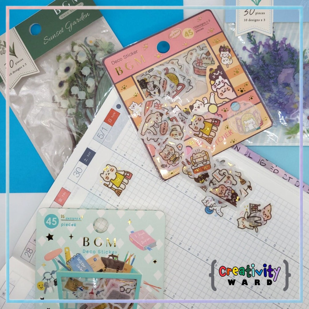 Circle Cat Washi Flake Stickers BGM Deco Sticker for Planners Journals