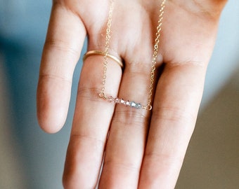 Gold IVF Embryo Bar Necklace: Swarovski Crystals, 14k Gold Filled