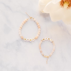 MAMA MINI Set of 2 Bracelets 14k Gold Filled Beads & Clasp, Choose Your Color, Mother Daughter Bracelet, Gifts for Moms image 1