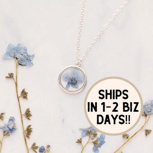 Forget Me Not Flower Necklace: Sterling Silver Grief Gift