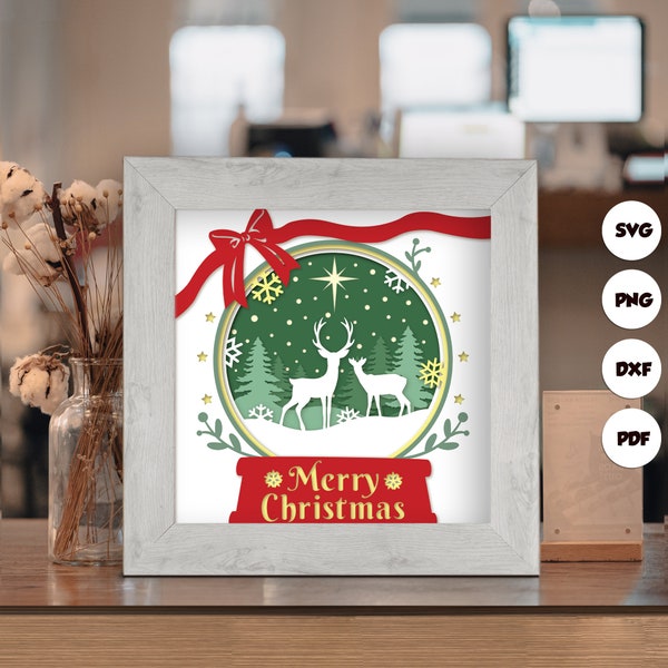 Merry Christmas Deer Shadow Box Files, Paper Cut Light Box Template Files, 3D Papercut Light Box SVG File DIY, Shadow Box Paper Cut 3 Merry Christmas Deer Shadow Box Files, Paper Cut Light Box Template Files, 3D Papercut Light Box SVG File DIY, Shadow Box Paper Cut 3