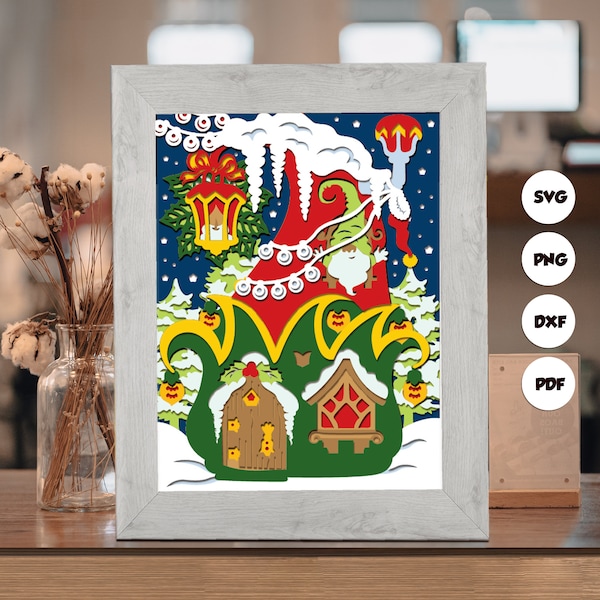 Christmas House Shadow Box Files, Paper Cut Light Box Template Files, 3D Papercut Light Box SVG File DIY, Shadow Box Paper Cut 2 Christmas House Shadow Box Files, Paper Cut Light Box Template Files, 3D Papercut Light Box SVG File DIY, Shadow Box Paper Cut 2