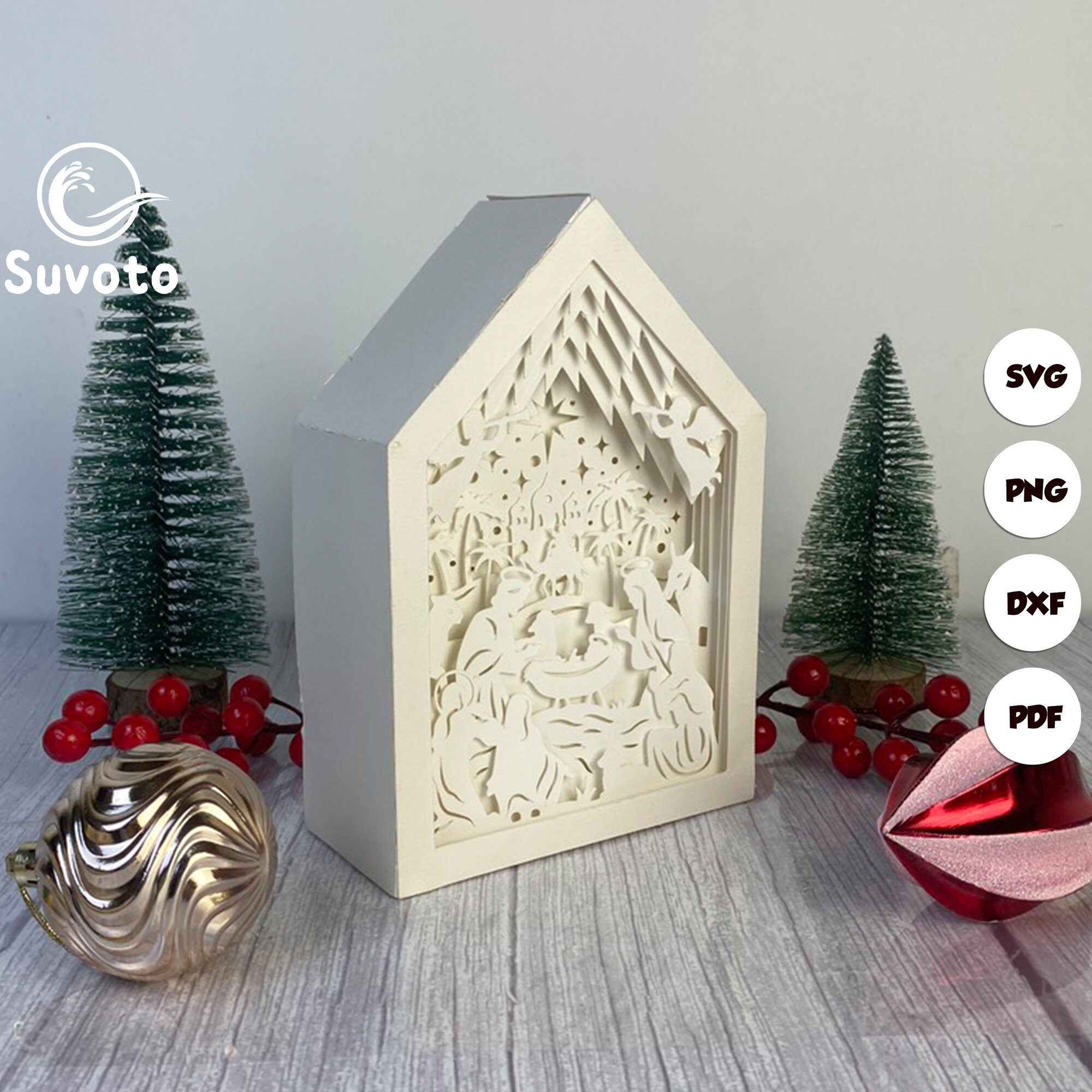 Christmas Nativity House Box Files Paper Cut Light Box Etsy