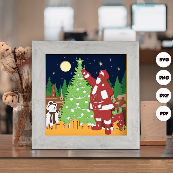 Christmas Santa Claus Shadow Box Files, Paper Cut Light Box Template Files, 3D Papercut Light Box SVG File DIY, Shadow Box Paper Cut 5 Christmas Santa Claus Shadow Box Files, Paper Cut Light Box Template Files, 3D Papercut Light Box SVG File DIY, Shadow Box Paper Cut 5