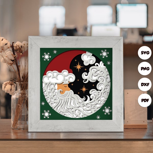 Santa Claus Shadow Box Files, Paper Cut Light Box Template Files, 3D Papercut Light Box SVG File DIY, Shadow Box Paper Cut 11 Santa Claus Shadow Box Files, Paper Cut Light Box Template Files, 3D Papercut Light Box SVG File DIY, Shadow Box Paper Cut 11