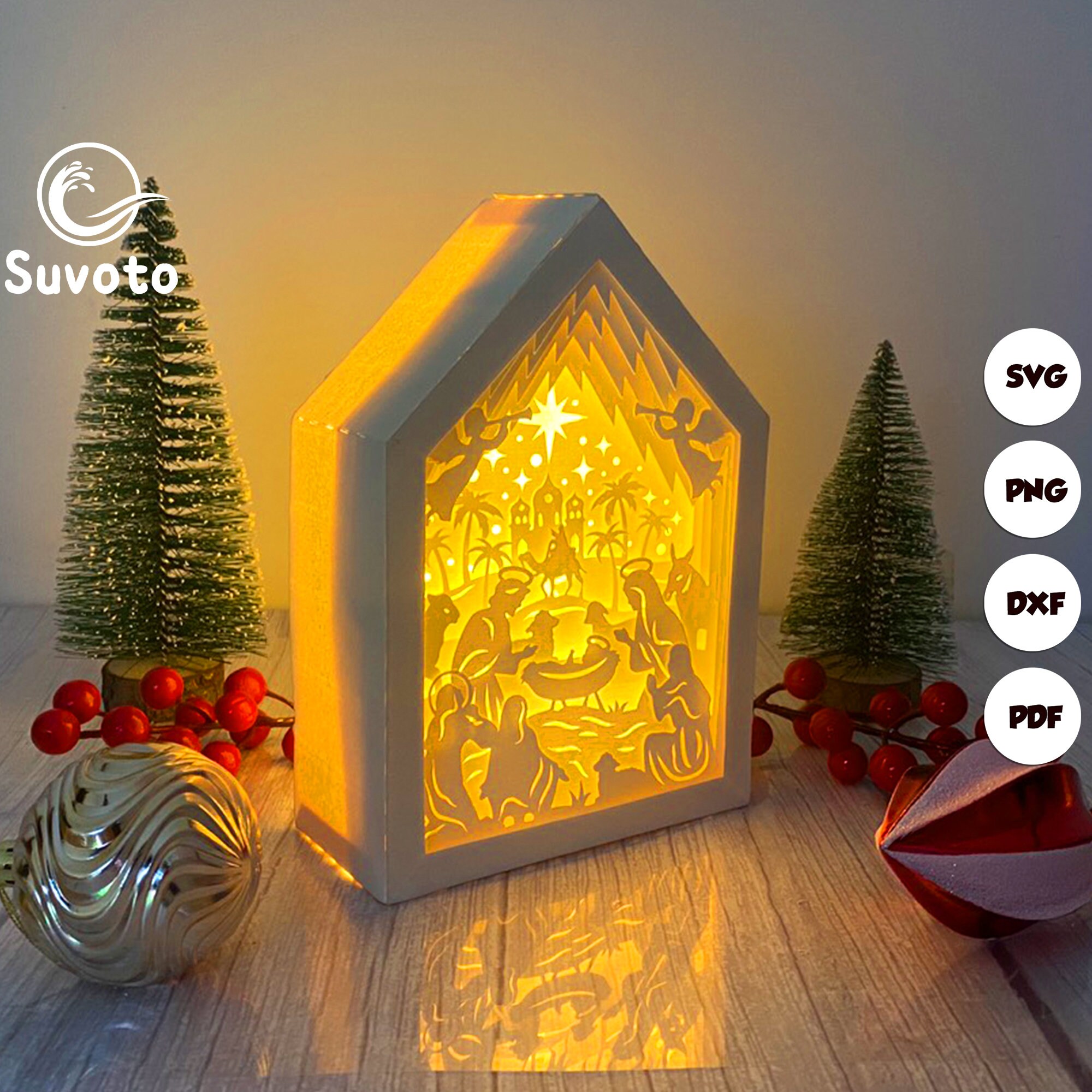 Christmas Nativity House Box Files Paper Cut Light Box Etsy