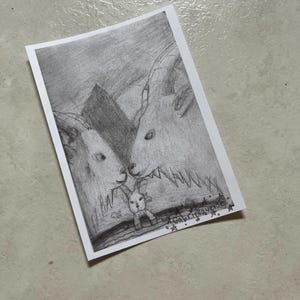 Goat illustration, art print, pencil drawing