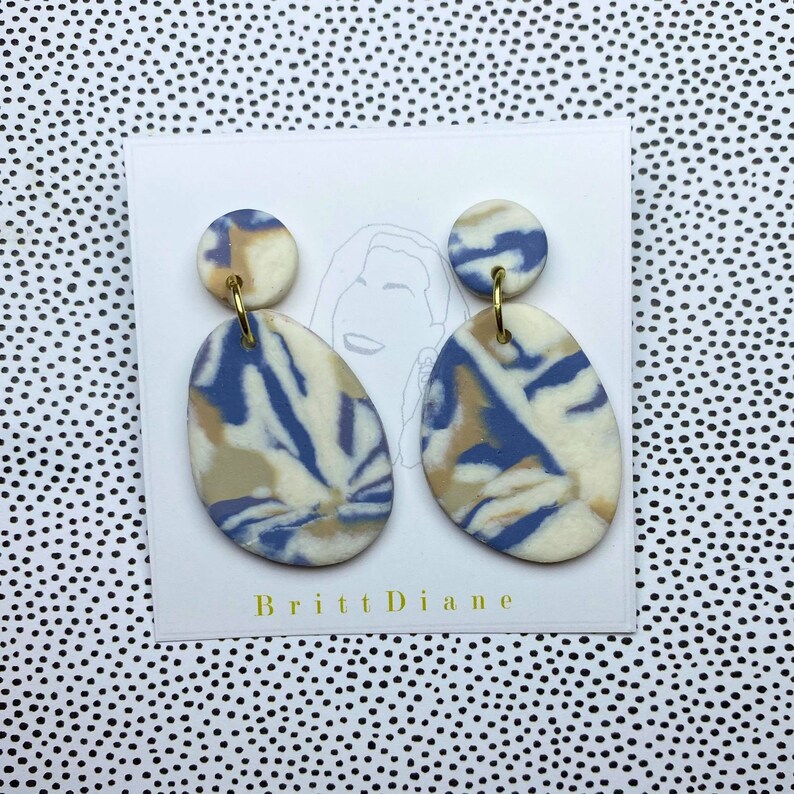 Tie-Dye Pebble Earring Clay Dangle Statement Jewelry