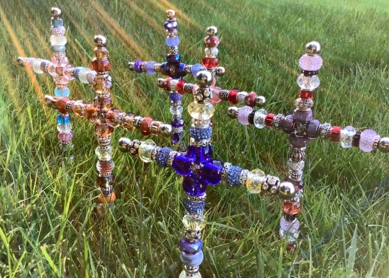 Beautiful Beaded Cross Garden Stake Etsy