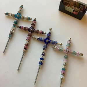 Beautiful Beaded Cross Garden Stake