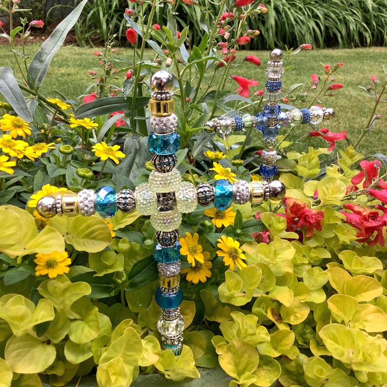 Beautiful Beaded Cross Garden Stake Etsy