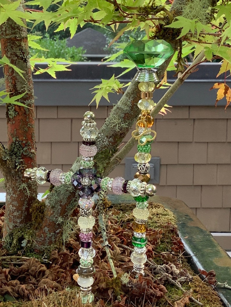Beautiful Beaded Cross Garden Stake Etsy