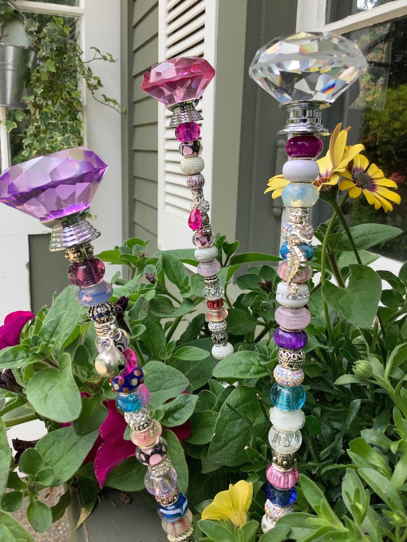 14' Beaded Fairy Garden Stakes Etsy